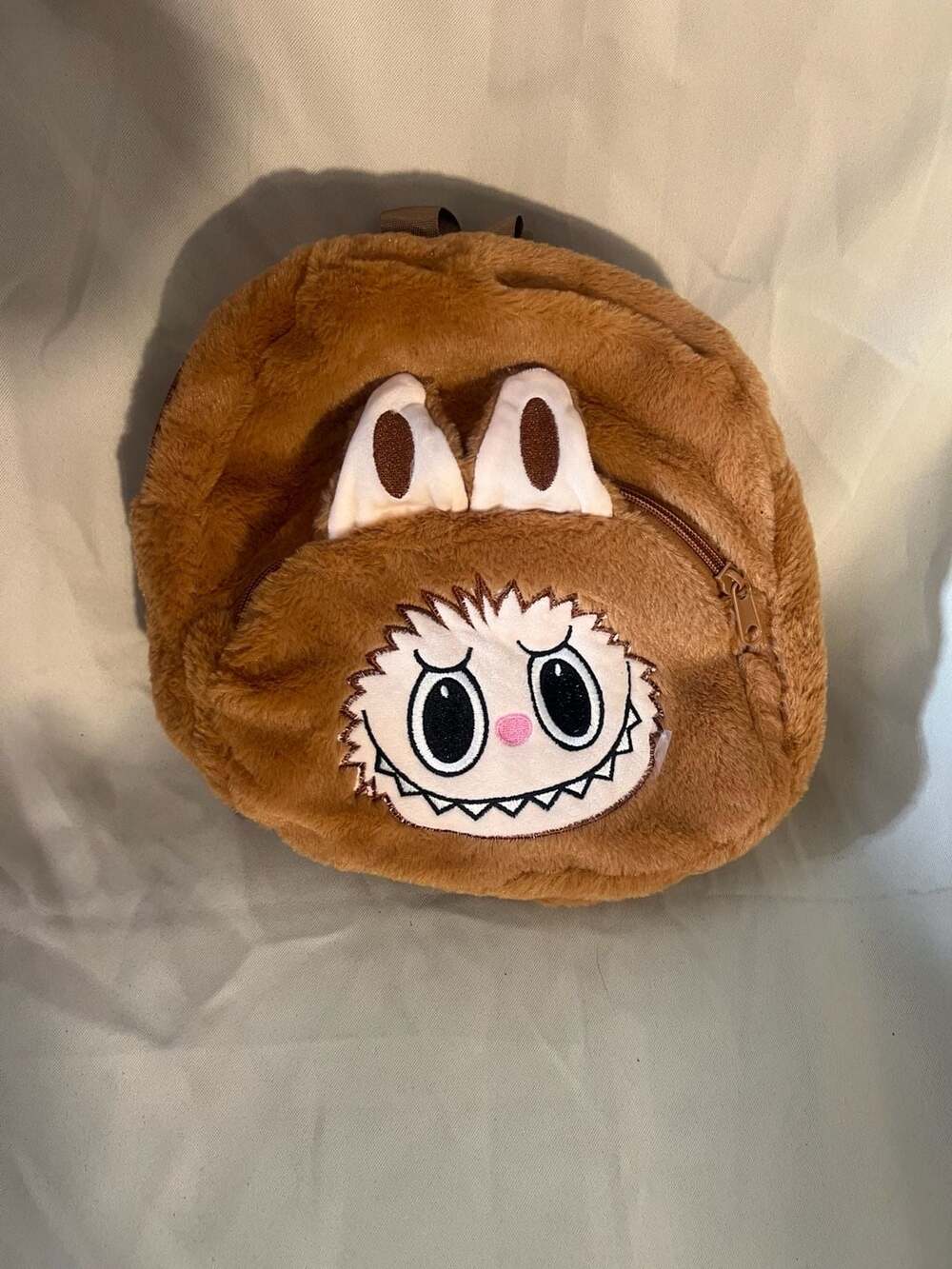 Labubu Plush Character Kids Backpack Brown